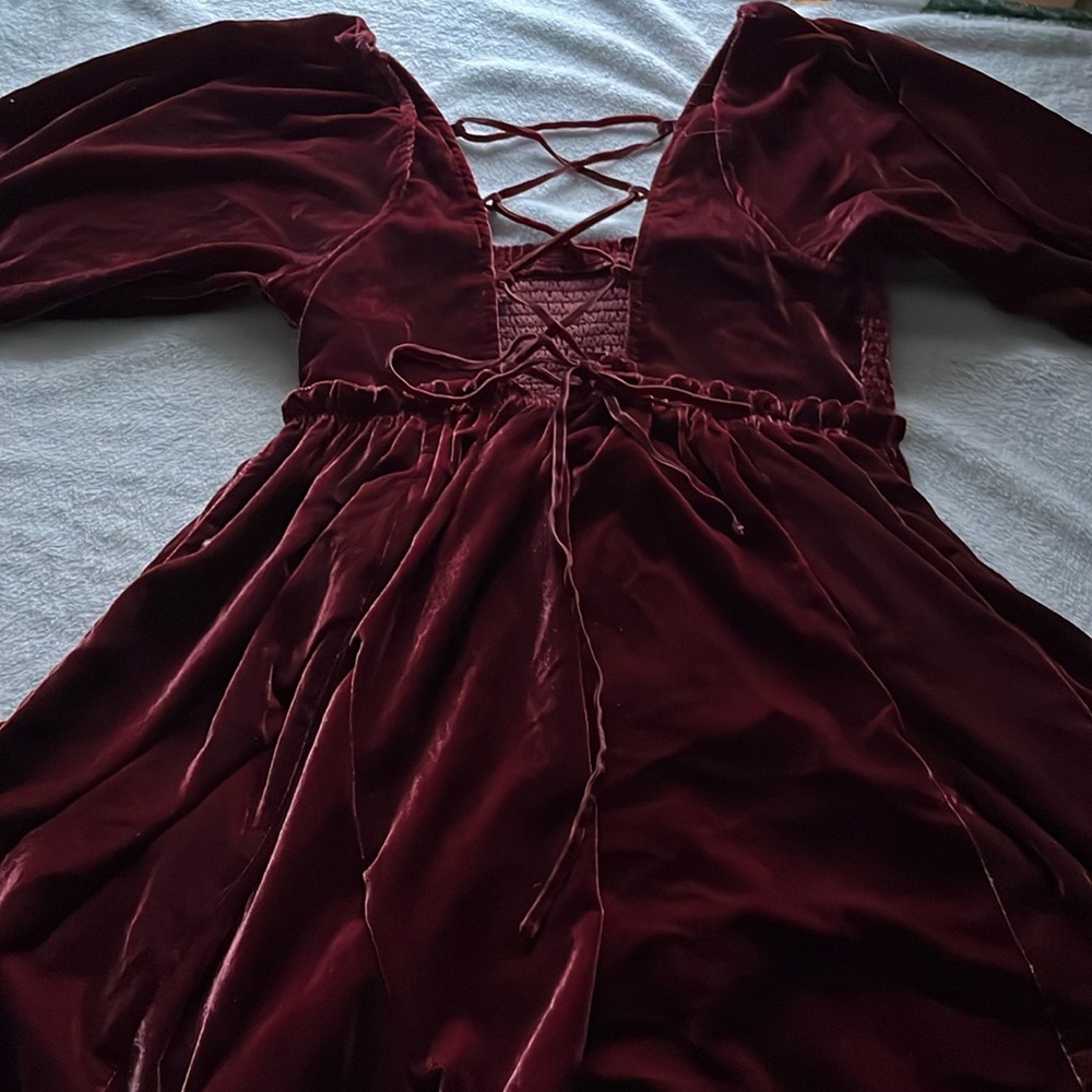 Free People Burgundy Velvet Mini Dress
